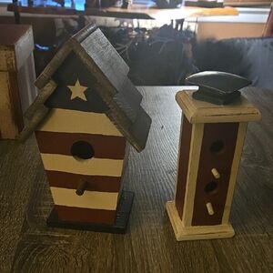 Patriotic Wooden Birdhouse Set